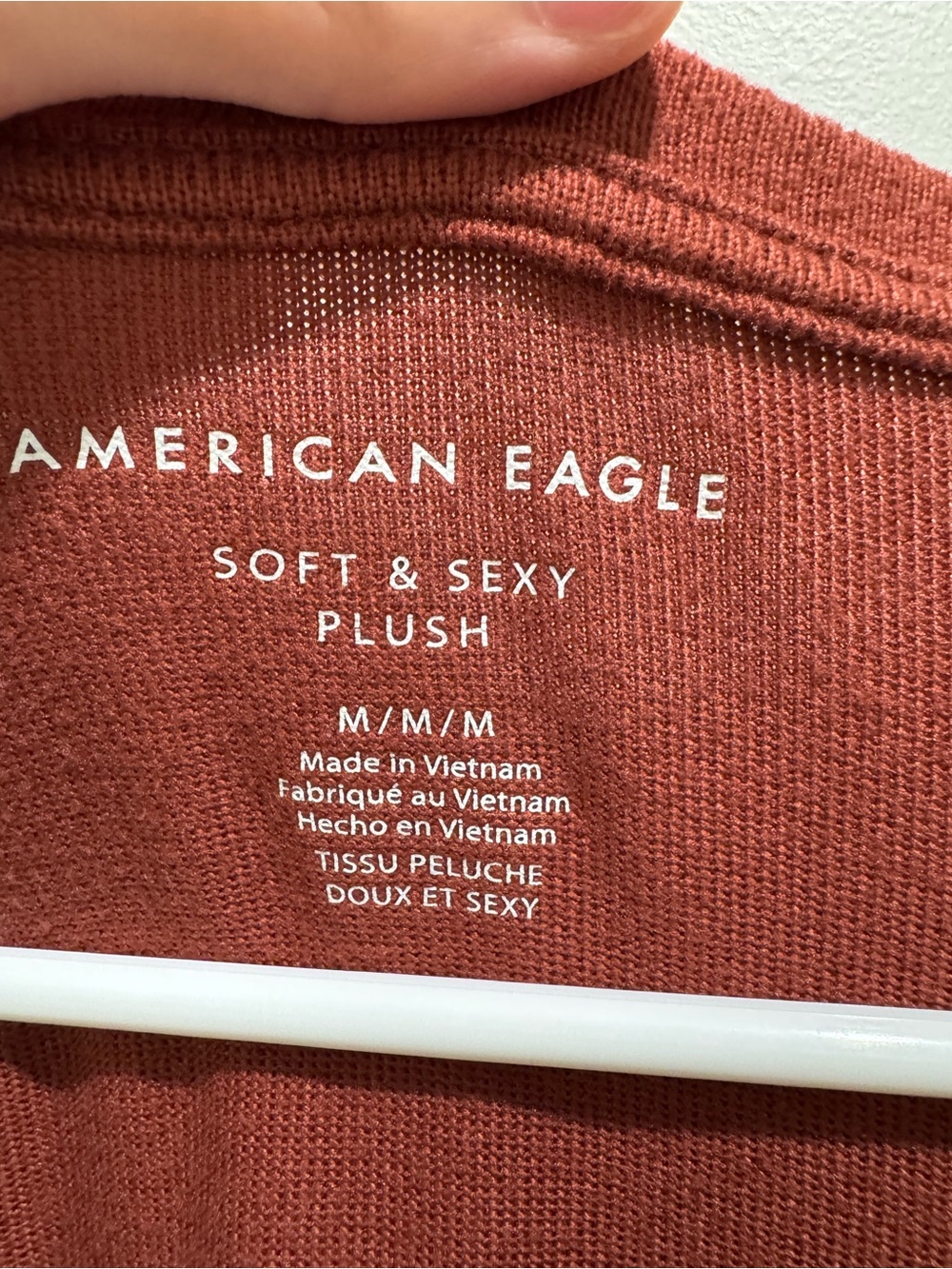 American Eagle Soft & Sexy Plush Rust V-Neck Long Sleeve Top Medium - Picture 3 of 5